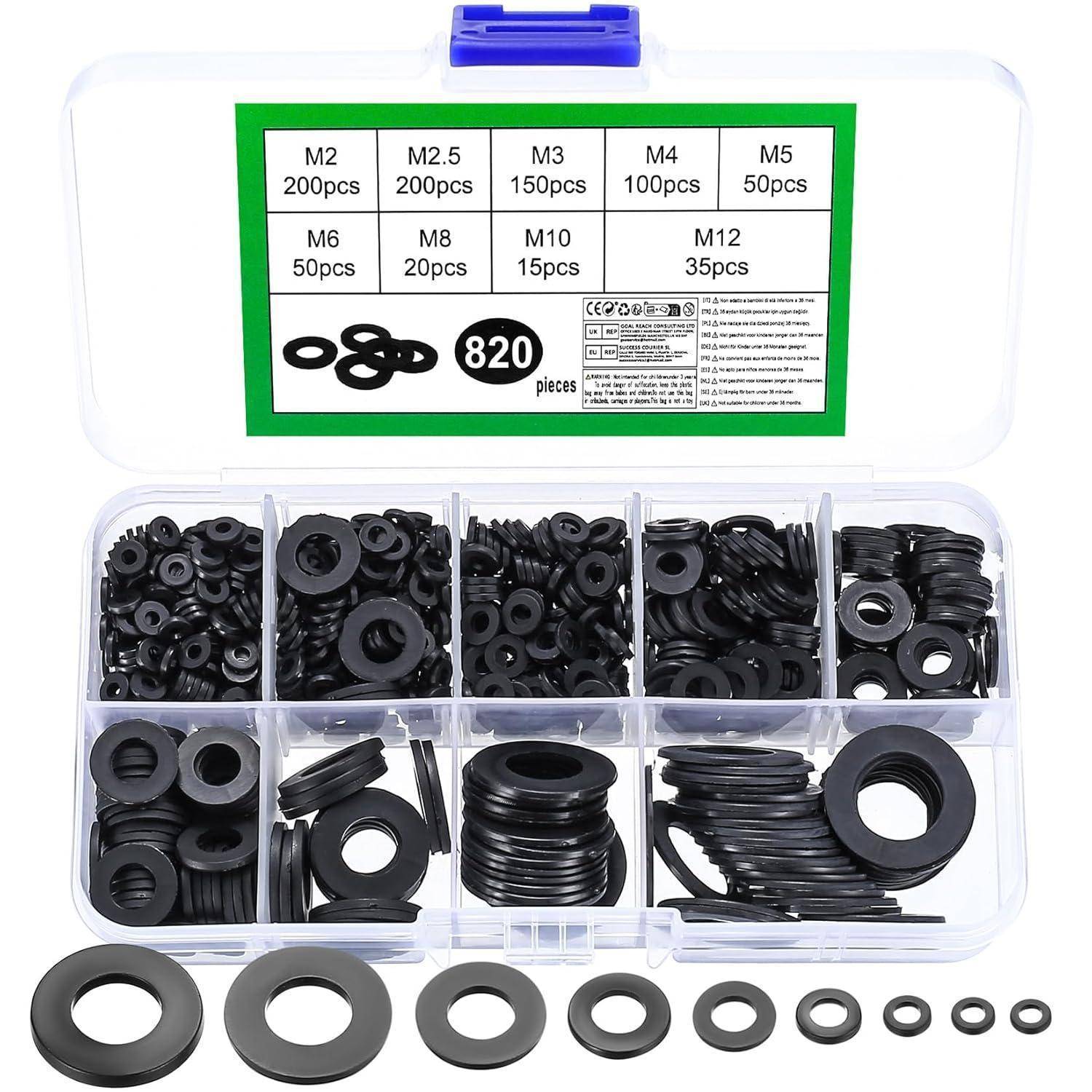 Unterlegscheiben Nylon Distanzhülsen M2 M3 M4 M5 M6 M8 M10 schwarz