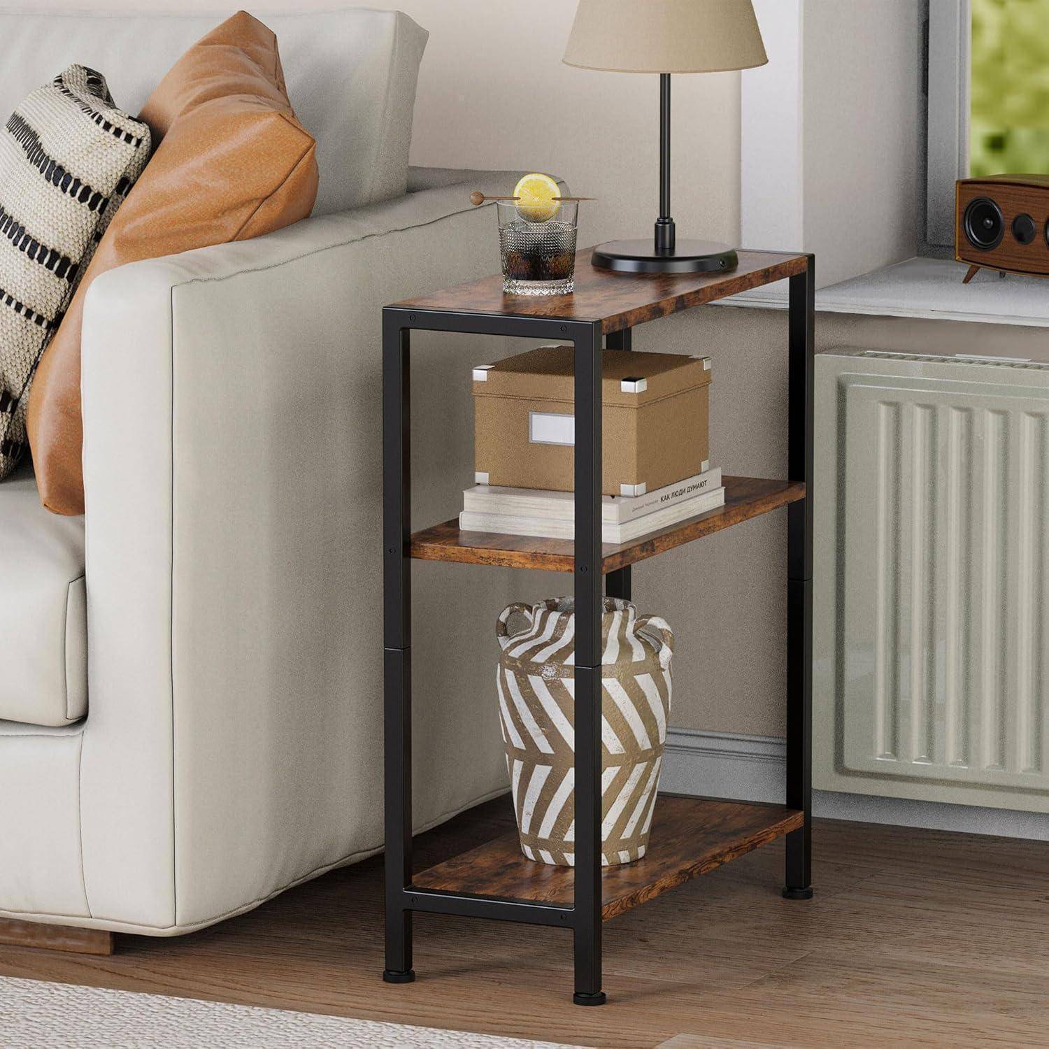 Beistelltisch kleiner Sofa schlanker Nachttisch Braun Schwarz