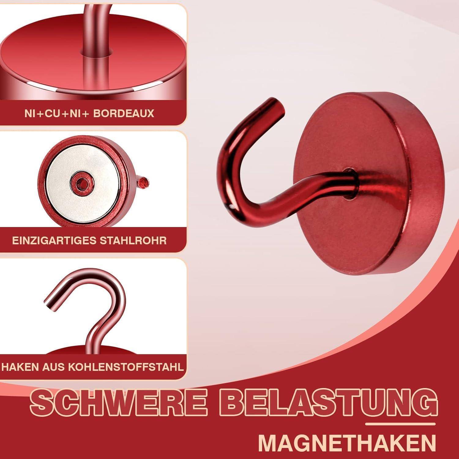 Magnet Haken Neodym Spind Organizer Werkstatt 30kg Magnethaken Rot
