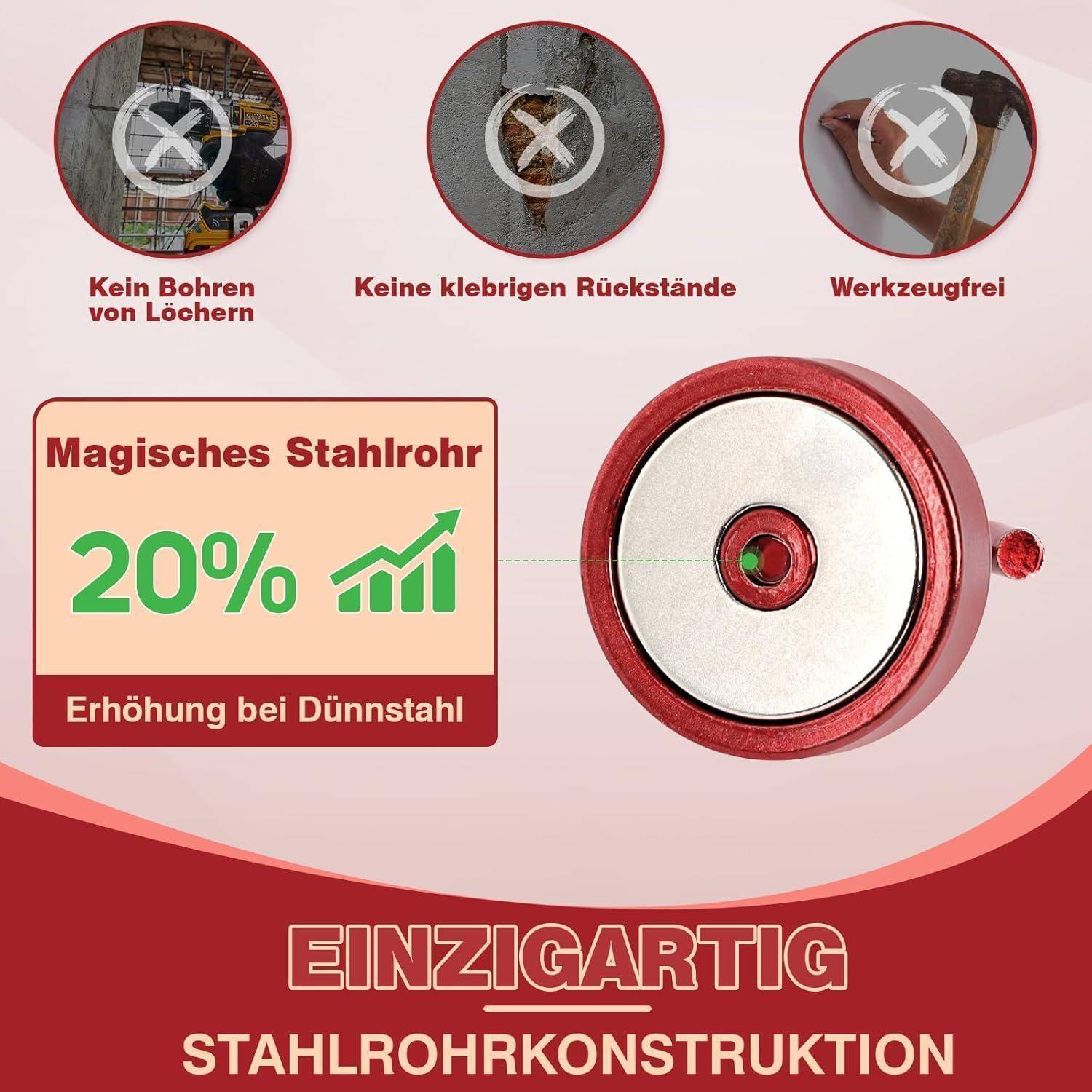 Magnet Haken Neodym Spind Organizer Werkstatt 30kg Magnethaken Rot