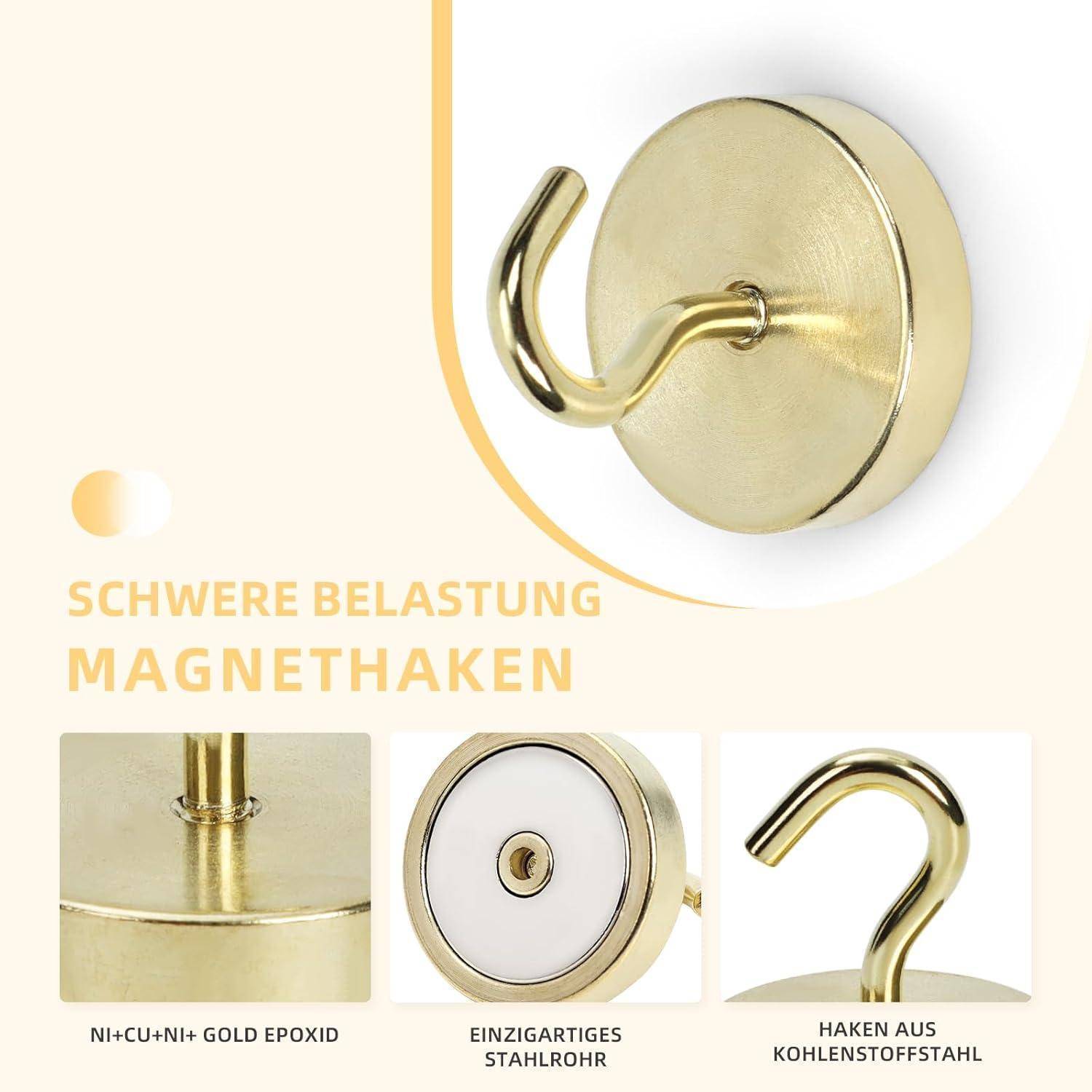 Magnethaken 40kg Neodym Magnet Werkstatt Grill 40kg Magnethaken Gold