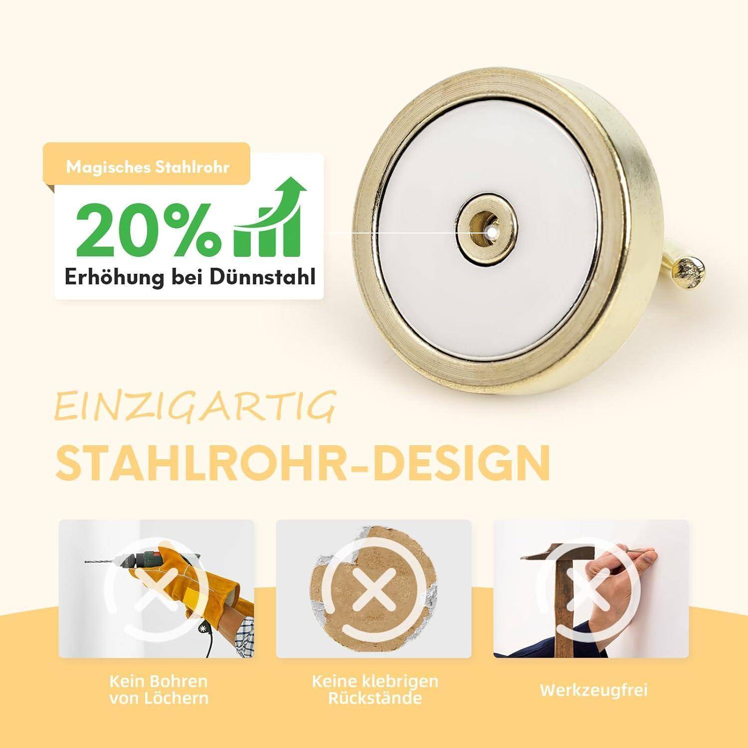 Magnethaken 40kg Neodym Magnet Werkstatt Grill 40kg Magnethaken Gold