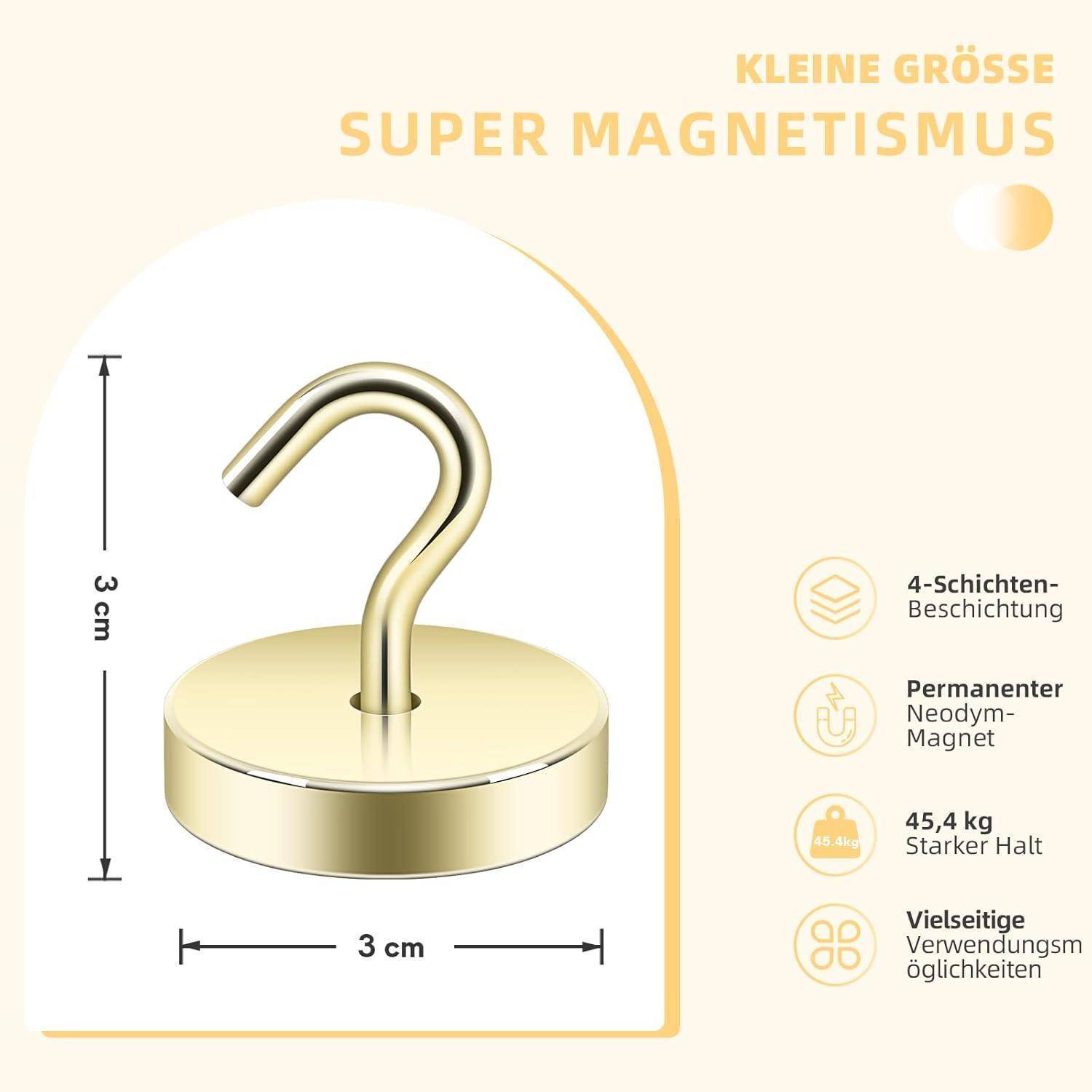 Magnethaken 40kg Neodym Magnet Werkstatt Grill 40kg Magnethaken Gold