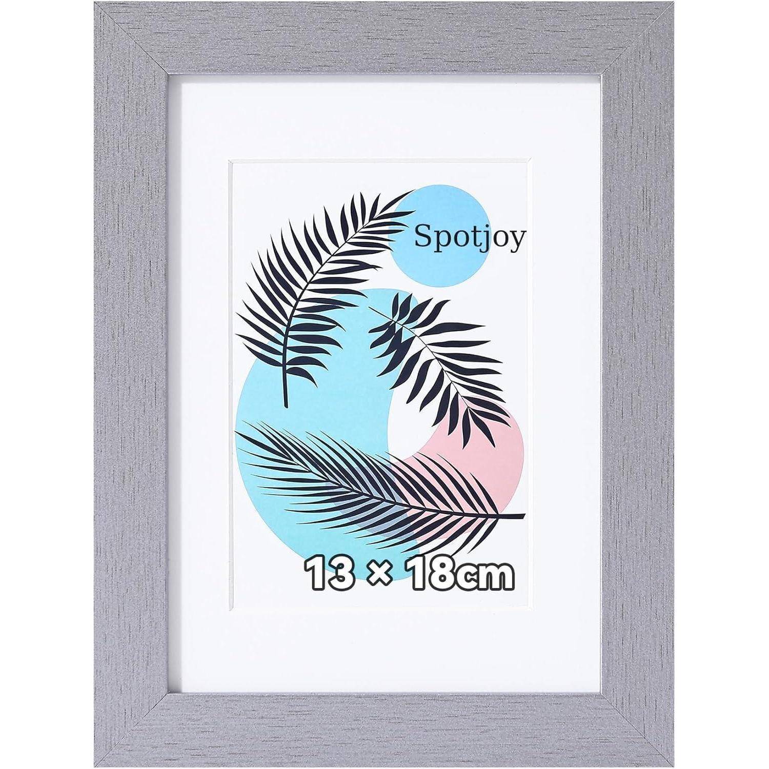 Bilderrahmen MDF Acrylglas Fotorahmen Passepartout 13x18cm Silbergrau