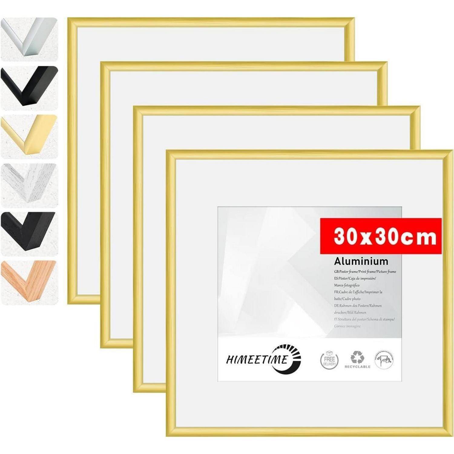 Bilderrahmen Acrylglas Hochformat Querformat Alu Gold 30x30cm 4x