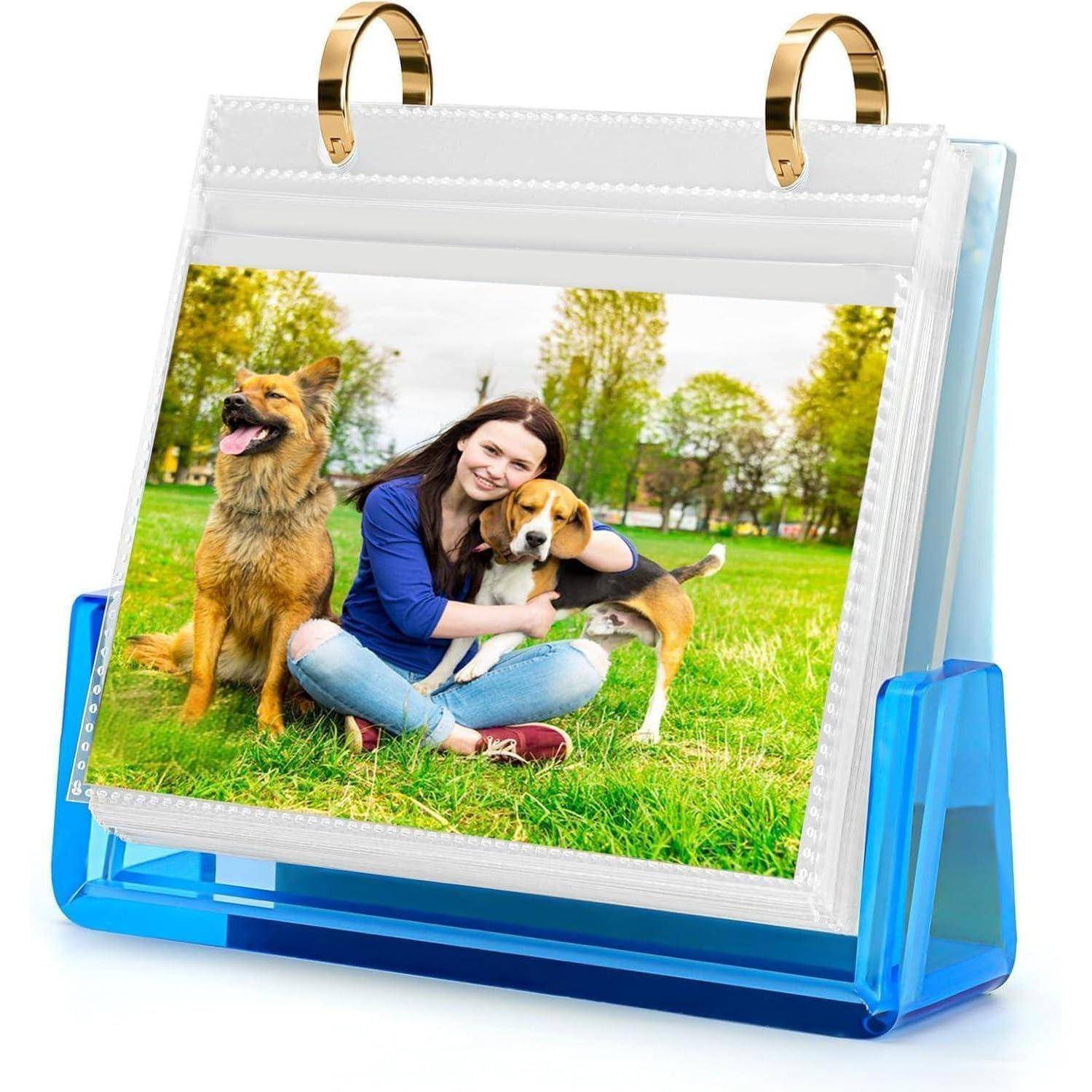 Einsteckalbum Acryl Aufsteller 60 Bilder Blau 10x15 Horizontal