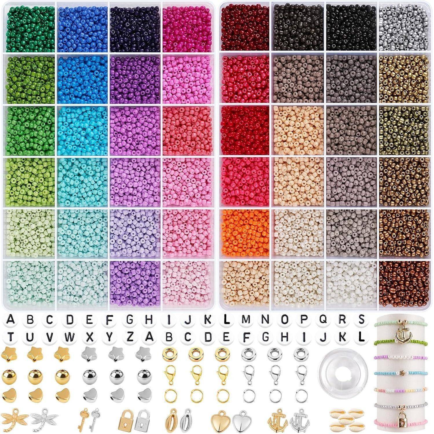 Perlen 3mm Perlenset 48Farben 2Boxen Armband Bunt - 48Bunte