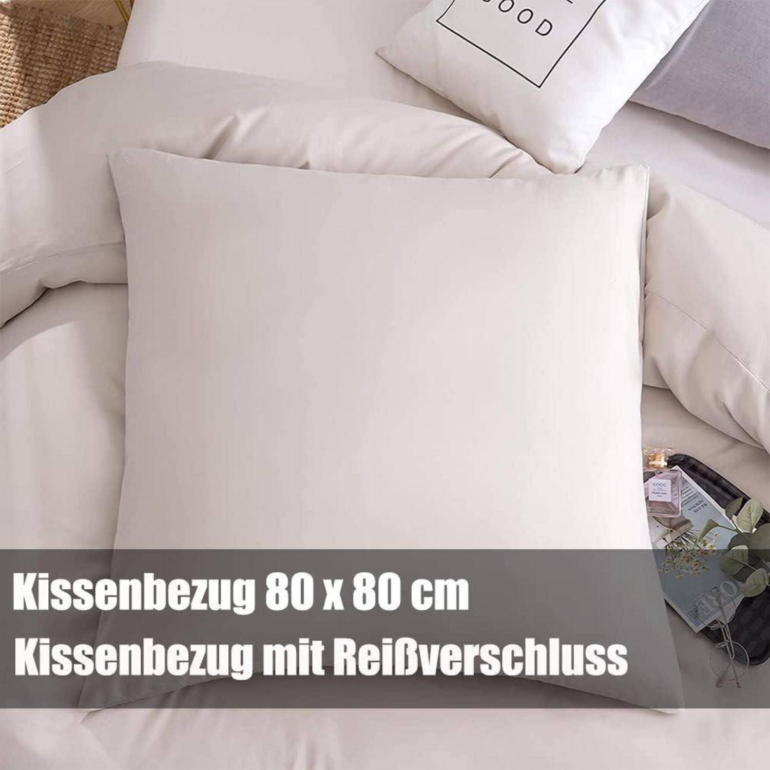 Bettwäsche Set 200x200 Beige Mikrofaser bügelfrei knitterfrei mit