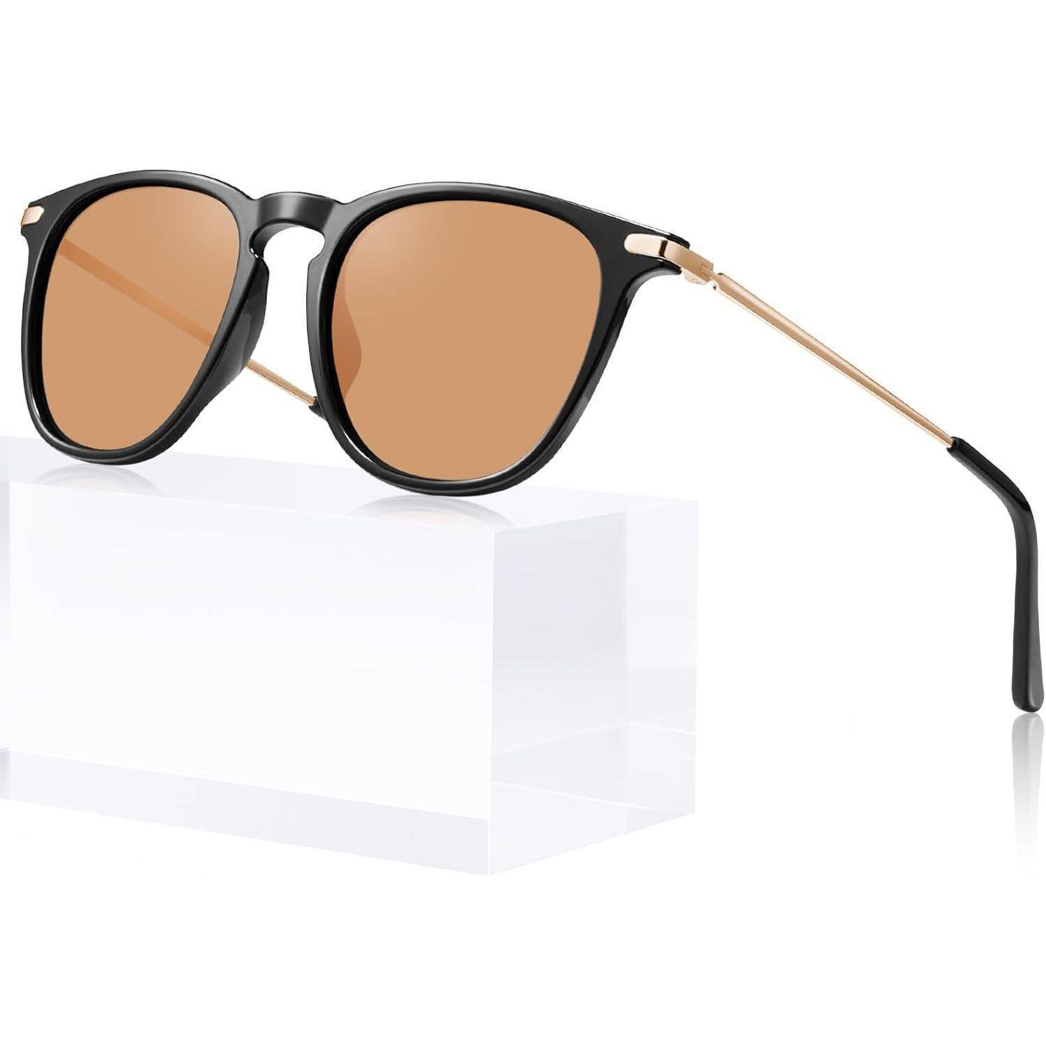Sonnenbrille Damen Rahme Schwarz orange nicht Polarisiert Linse