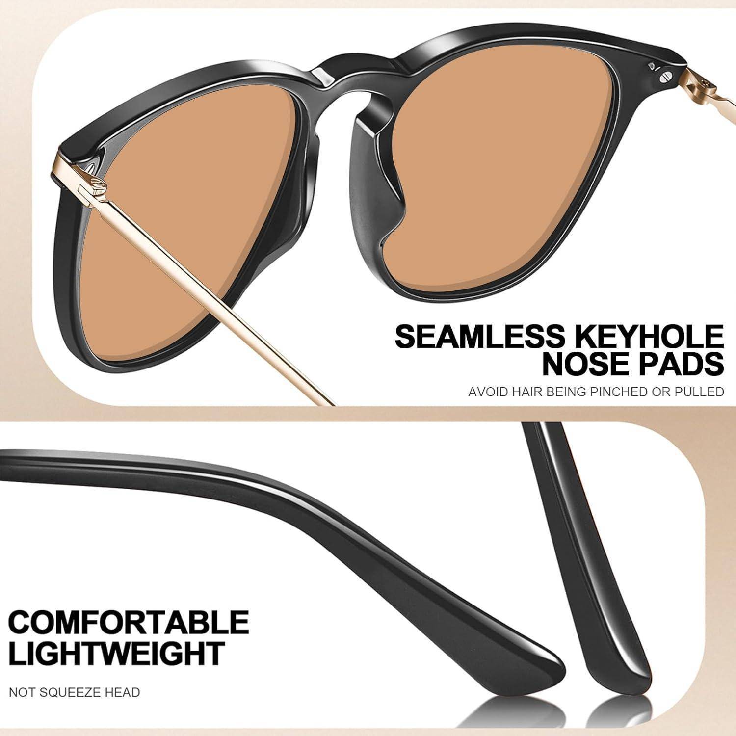 Sonnenbrille Damen Rahme Schwarz orange nicht Polarisiert Linse
