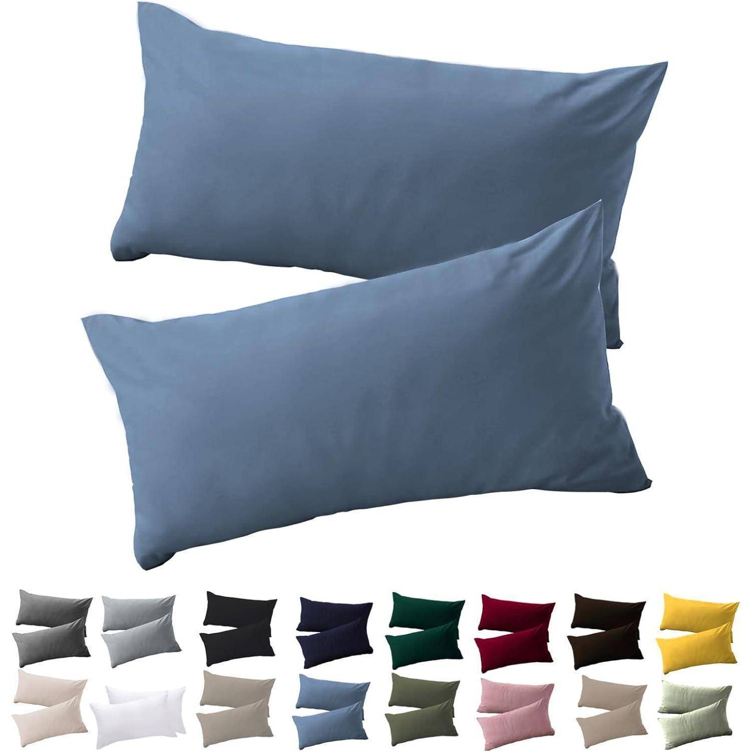 Kissenbezug Mikrofaser Reißverschluss 40 x 80 cm 2 Stück Hellblau