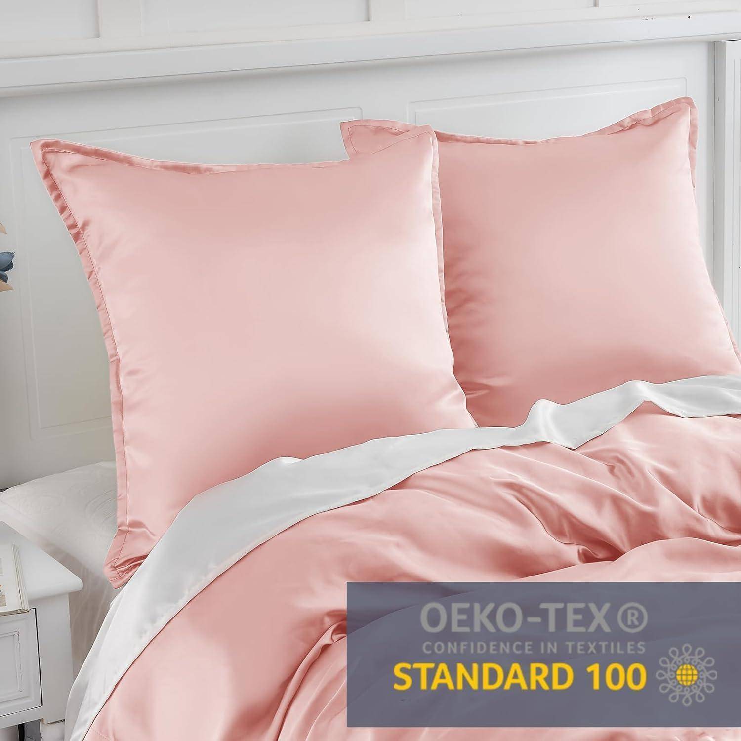 Kissenbezug Satin 2er Set Zip Curly Haar Rosa 80x80cm Peach