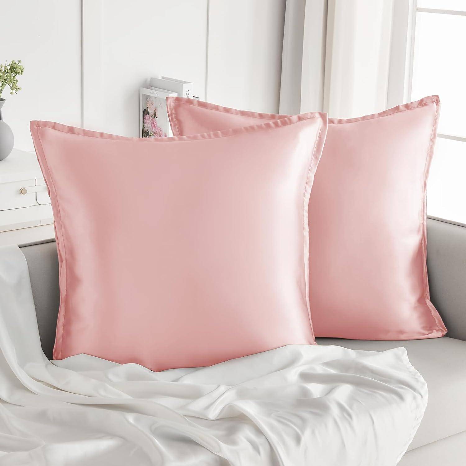 Kissenbezug Satin 2er Set Zip Curly Haar Rosa 80x80cm Peach