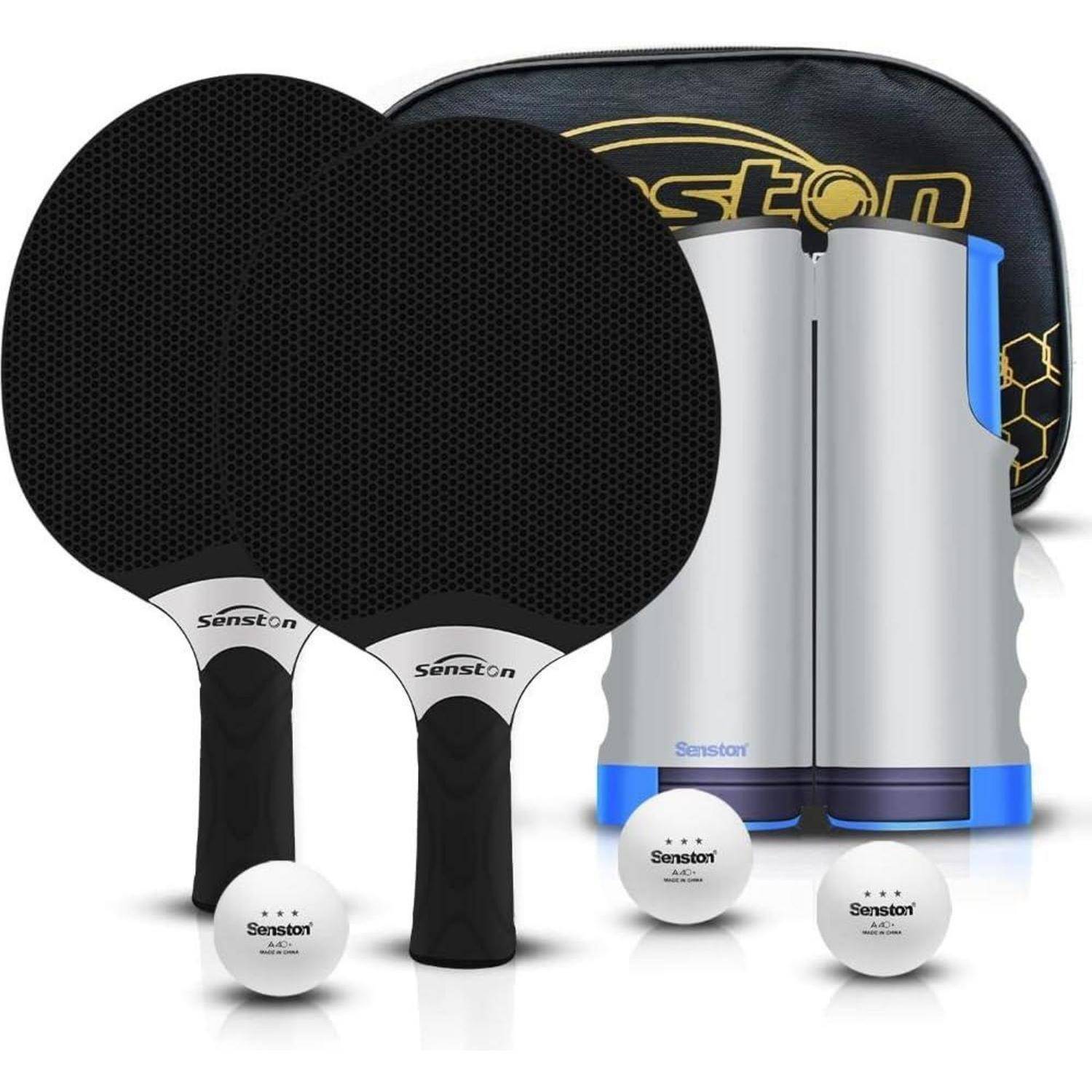 Tischtennisschläger Set Verbundgummi 2 4 Spieler Outdoor Schwarz-net