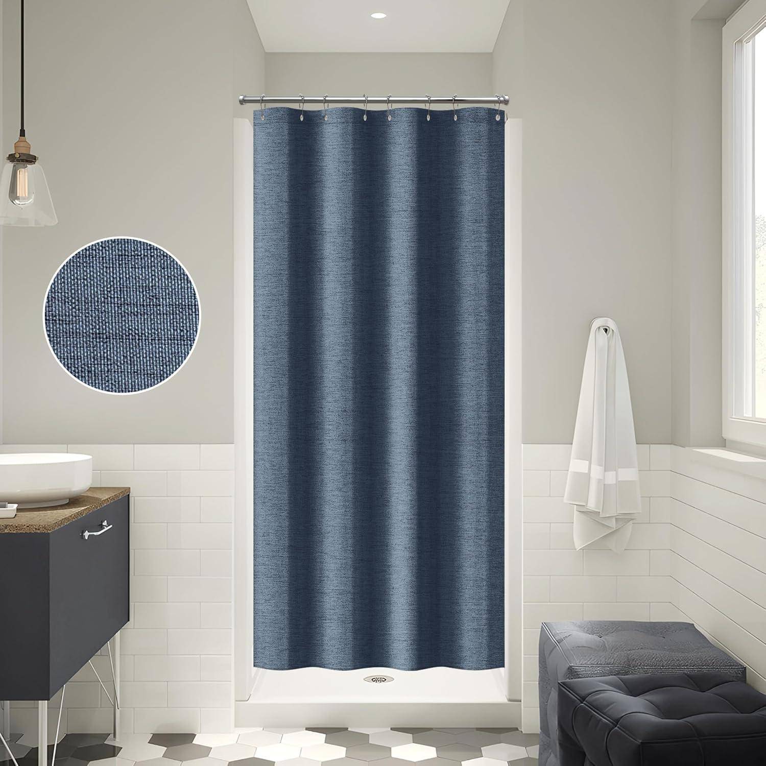 Duschvorhang Leinen Marineblau H182 x B122 cm (1er Pack)
