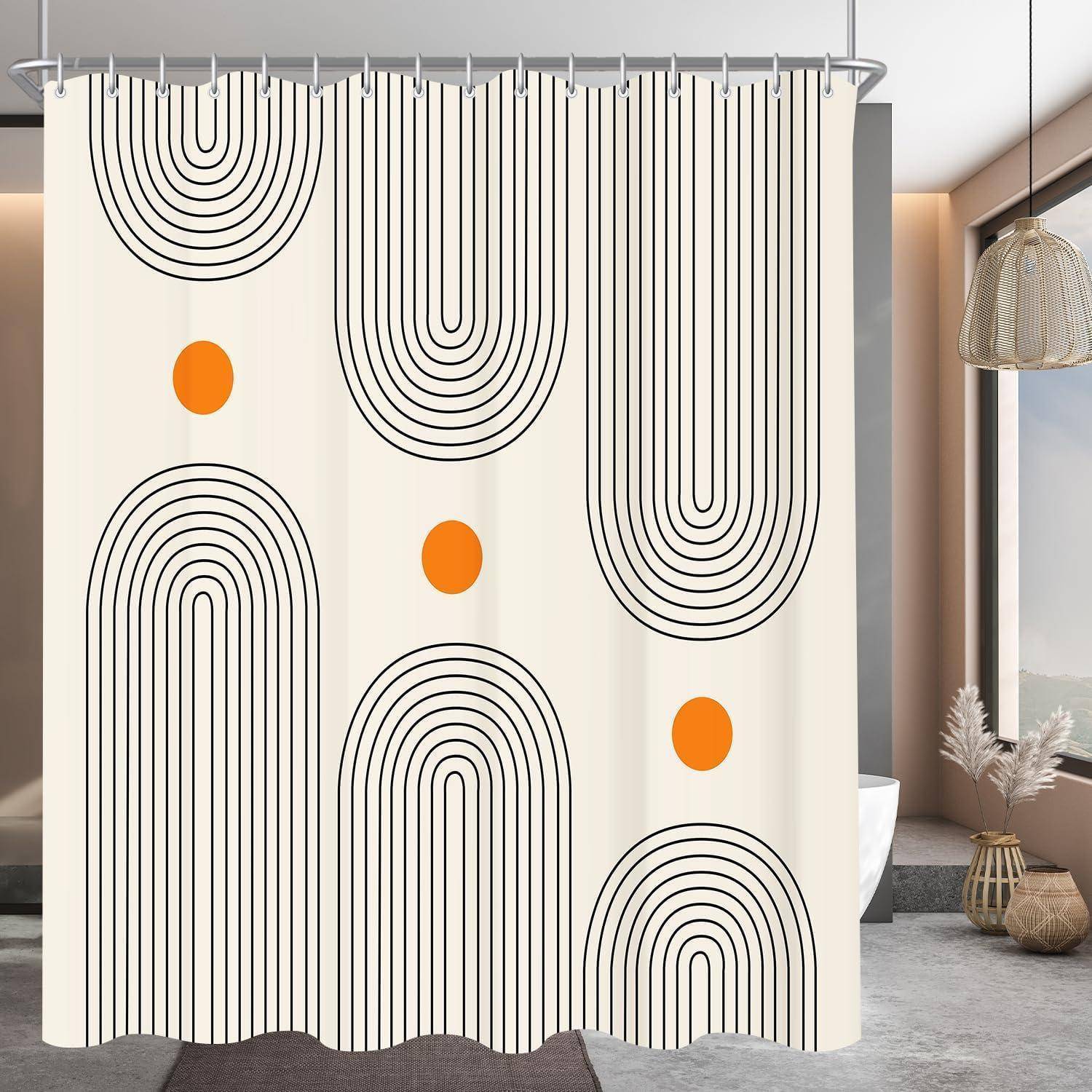 Duschvorhang 240x180cm Geometrische Kurve H180 x B240 cm (1er Pack)