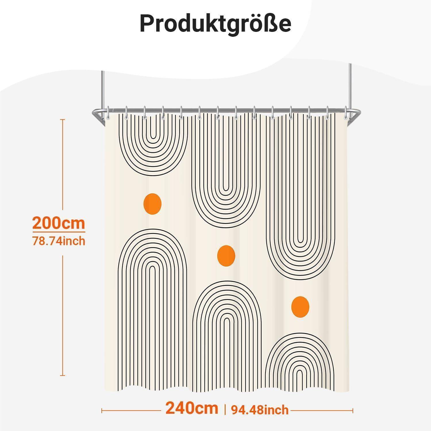 Duschvorhang 240x180cm Geometrische Kurve H180 x B240 cm (1er Pack)