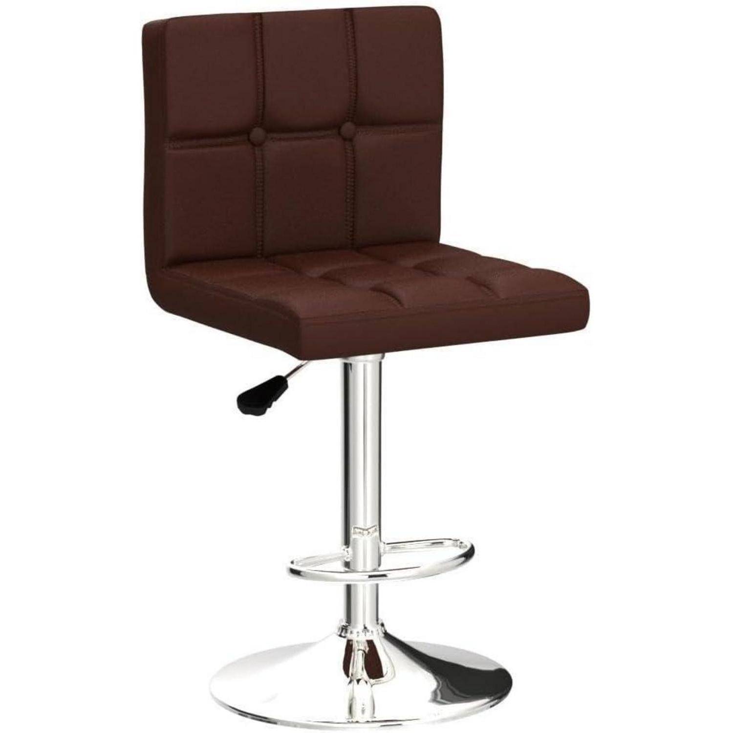 Barhocker 2er Set Lehne Kunstleder höhenverstellbar Kaffee