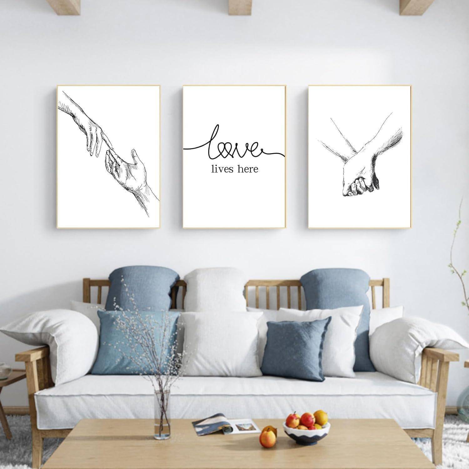 Poster 3er Set Hand in Hand Wandkunst Wohnzimmer 50x70cm 50x70cm C