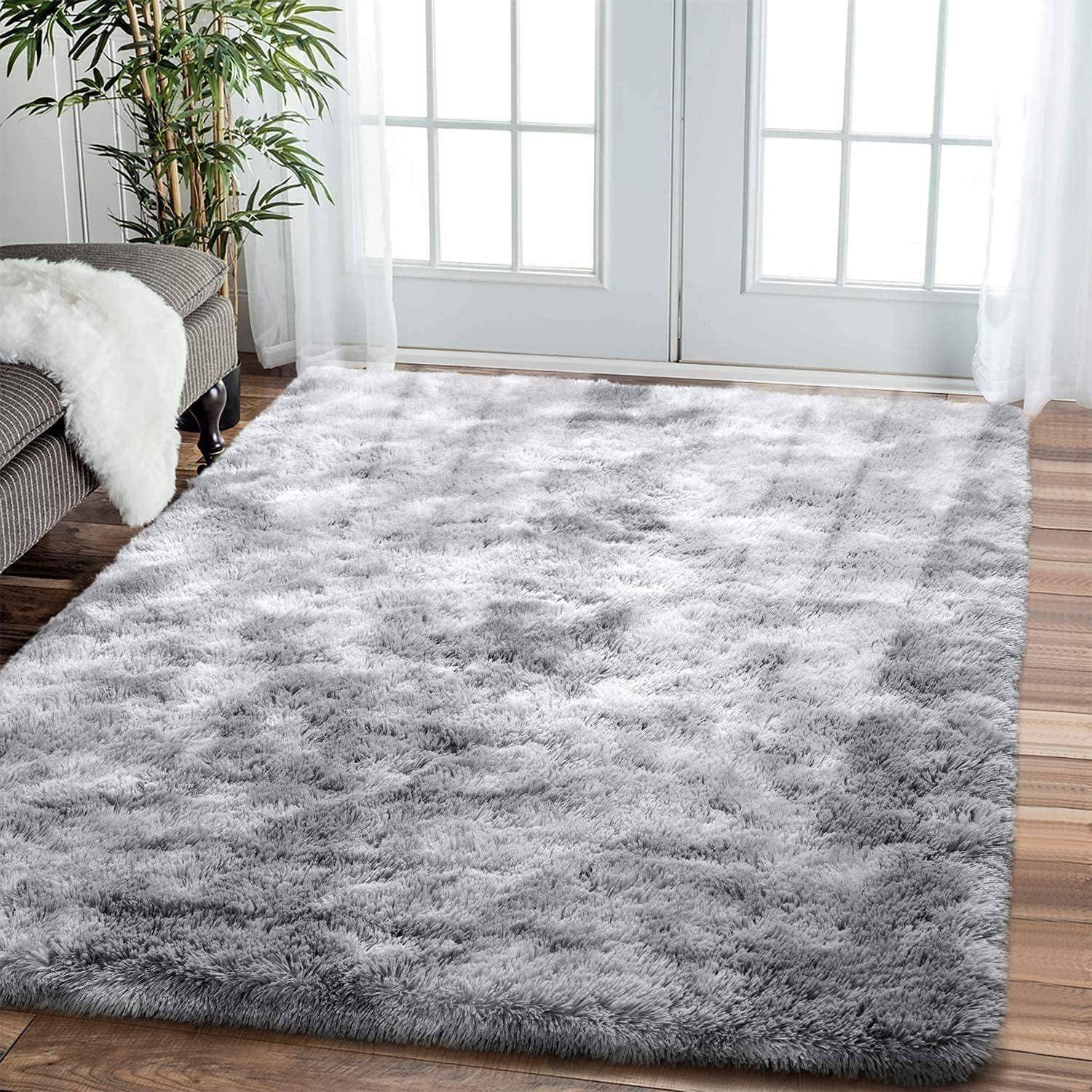 Teppich Shaggy Langflor Wohnzimmer Schlafzimmer Grau Weiß 200*300cm