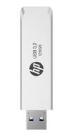 HP USB 3.2 Flashlaufwerk, silbernes Design, Branding sichtbar.