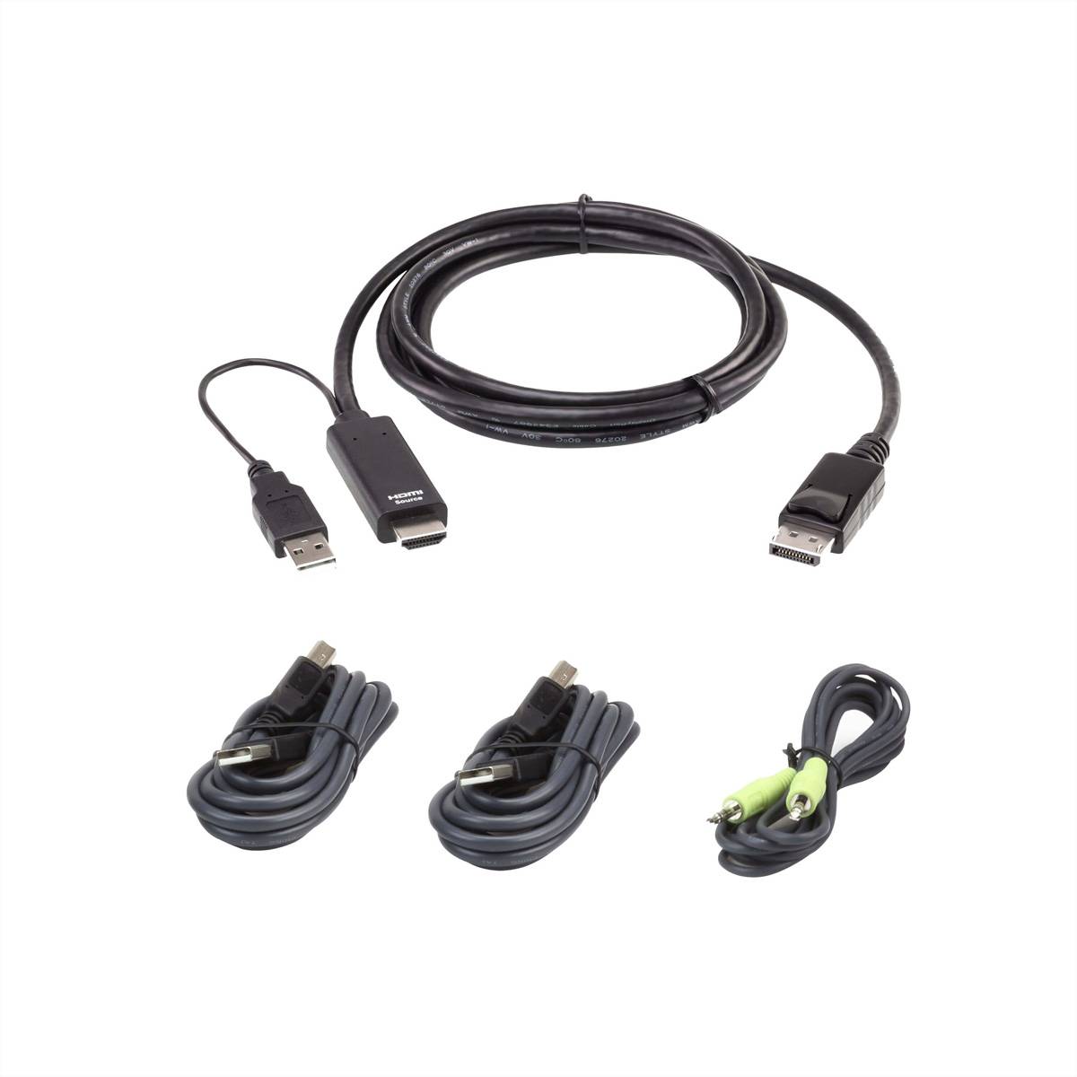 ATEN 2L-7D02UHDPX4 HDMI zu DP KVM KabelKit, True 4K Kabel Adapter- / Konverterkabel