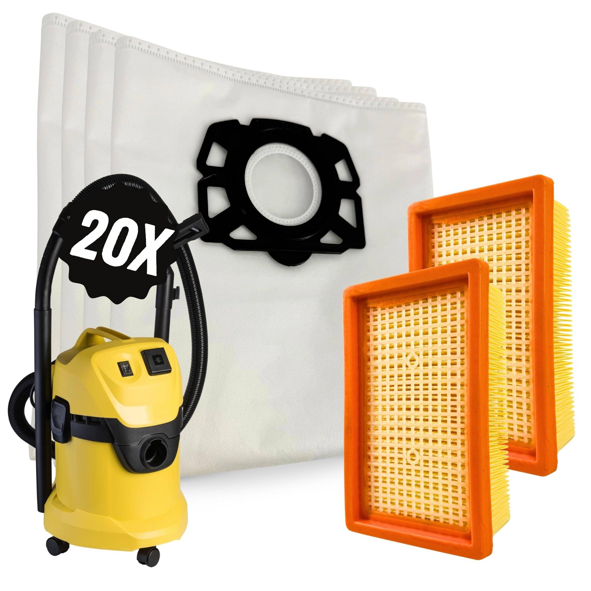 20x Staubsaugerbeutel 2 Filter kompatibel mit Kärcher KFI 487 Ersatz Beutel MV4 MV5 MV6 WD4 WD5 WD6 KWD6 KWD5 KNT4 2.863-006.0 Nass- und