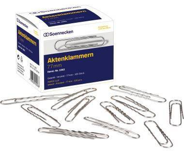 Soennecken Aktenklammer 1062 77mm gewellt verzinkt 100 St./Pack.