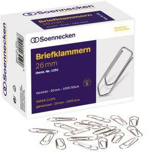 Soennecken Briefklammer 1351 26mm verzinkt 1.000 St./Pack.