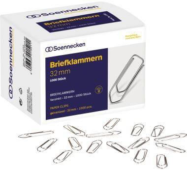 Soennecken Briefklammer 1353 32mm verzinkt 1.000 St./Pack.