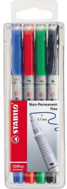 STABILO Folienschreiber OHPen 852/4 F 0,7mm non perm. sort. 4St.