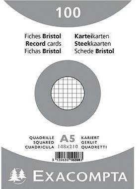 Exacompta Karteikarte 10208E DIN A5 kariert weiß 100 St./Pack.