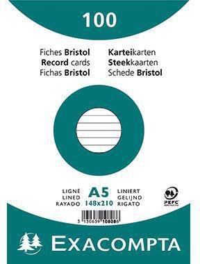 Exacompta Karteikarte 10808SE DIN A5 liniert weiß 100 St./Pack.