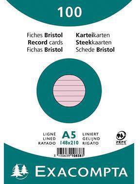 Exacompta Karteikarte 10838SE DIN A5 liniert rosa 100 St./Pack.