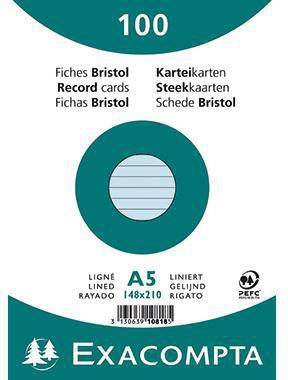 Exacompta Karteikarte 10818SE DIN A5 liniert blau 100 St./Pack.
