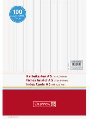 BRUNNEN Karteikarte 102250100 DIN A5 liniert ws 100 St./Pack.