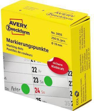 Avery Zweckform Markierungspunkt 3855 19mm grün 250 St./Pack.