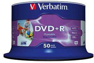VERBATIM DVD+R 43512 16x 4,7GB Wide Printable Surface 50 St./Pack.