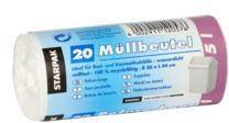 PAPSTAR Müllbeutel 12057 44x36cm 5l weiß 20 St./Pack.