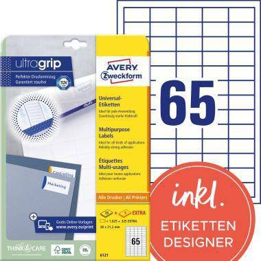 Avery Zweckform Etikett 6121 38x21,2mm ws 1.950 St./Pack.