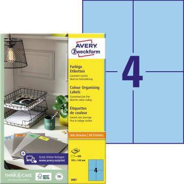 Avery Zweckform Universaletikett 3457 105x148mm blau 400 St./Pack.
