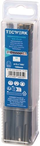 Hammerbohrer Großpackung D.10,0mm Arbeits-L.100mm L.160mm SDS-plus 10 St.TECWERK