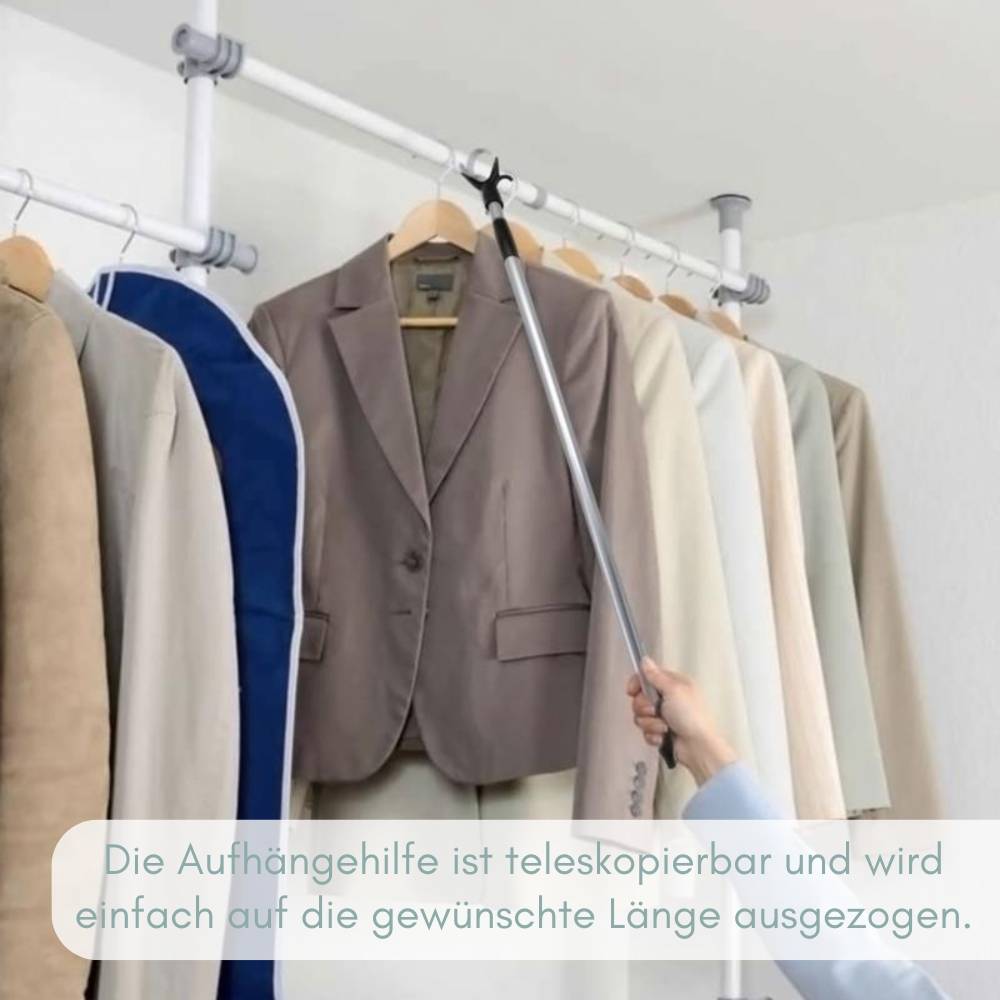 Teleskopstange mit Haken Aufhängehilfe Kleidergreifer Schrank Stange Stockhaken Bügelgreifer Ausziehbar Bedienstab Ziehstab für Bodentreppen Telesk