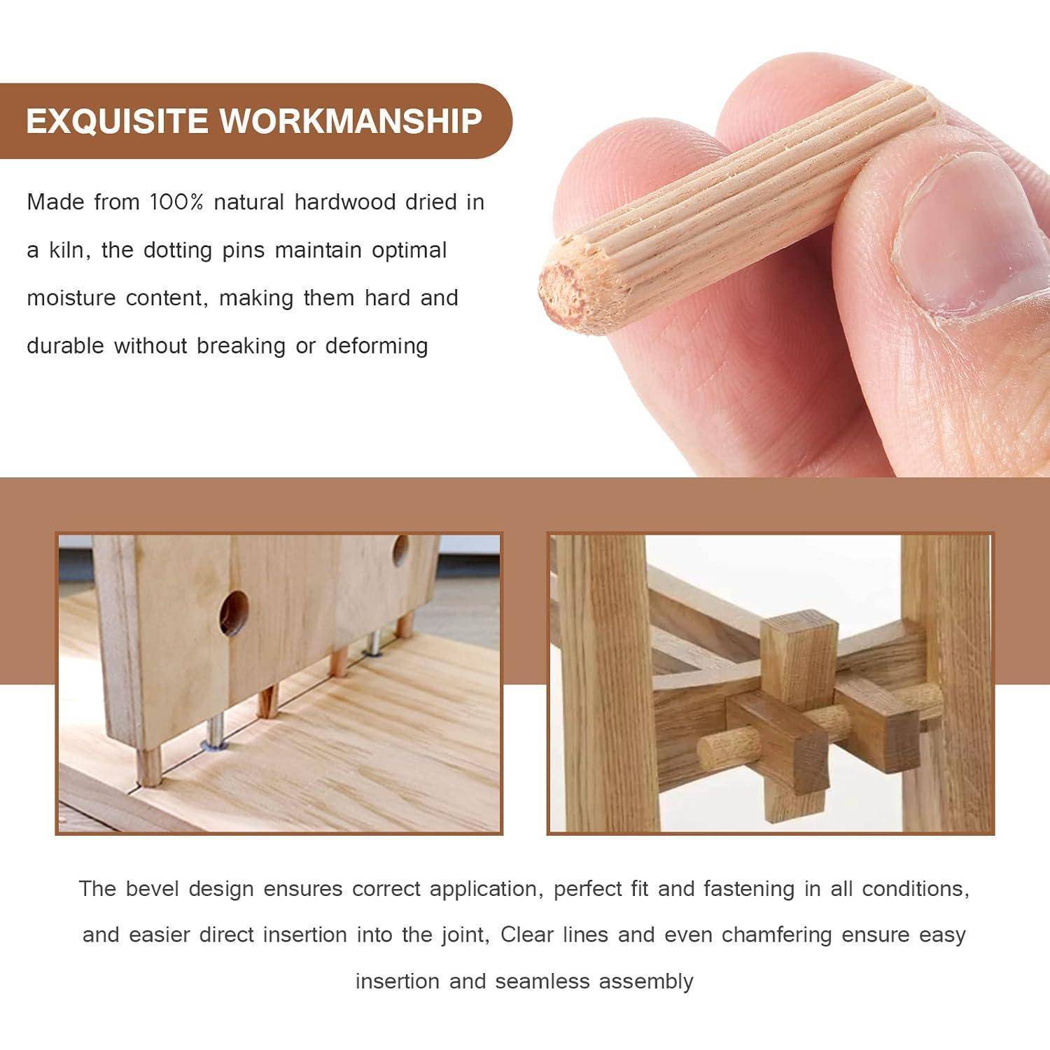 Holzdübel Riffeldübel Buche Möbel Tischler DIY Set 250 Stück 8x40mm