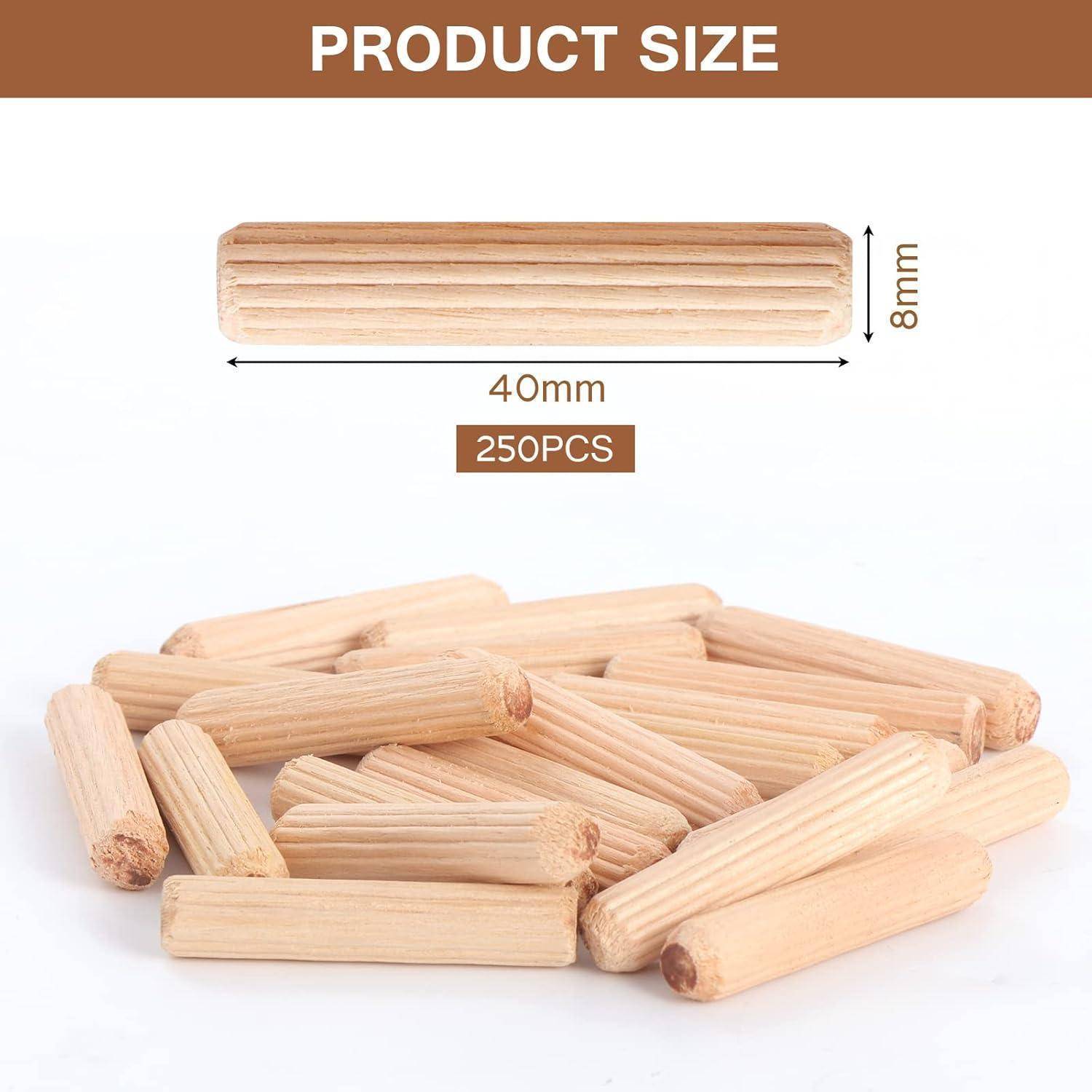 Holzdübel Riffeldübel Buche Möbel Tischler DIY Set 250 Stück 8x40mm