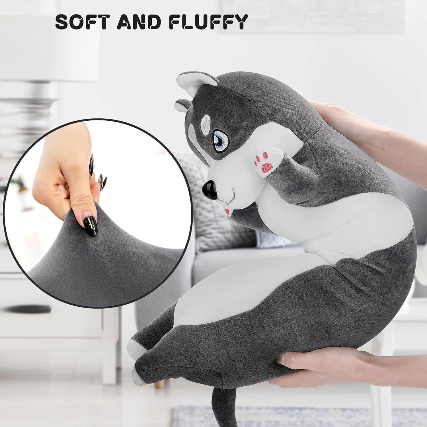 90cm Husky Kuscheltier Weiches Hund Plüschkissen Geschenk