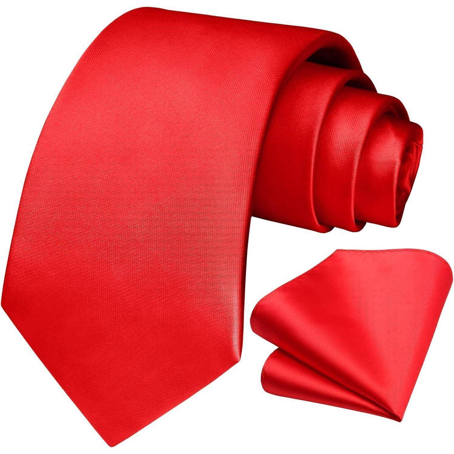 Krawatte Herren Einstecktuch Set Hochzeit Party Rot Einheitsgröße