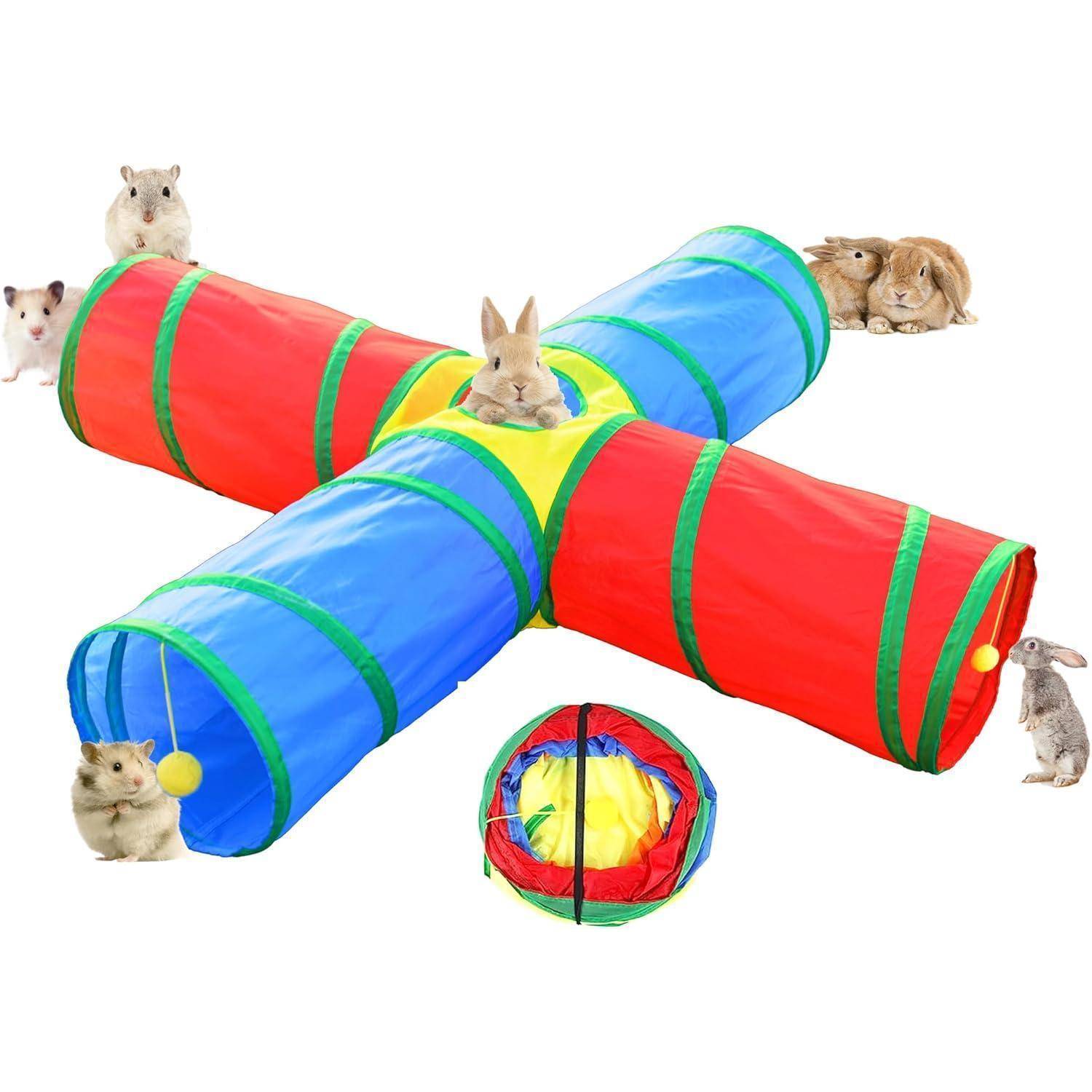 Kaninchen Meerschweinchen Tunnel Spielzeug 4 Wege zusammenklappbar