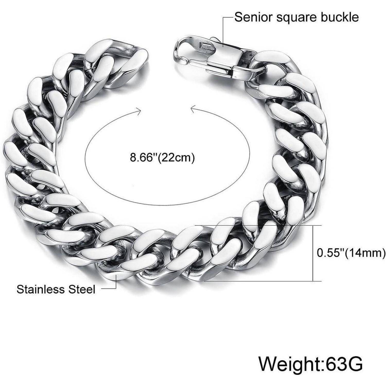 Herren Armband Edelstahl Silber Armreifen Fahrradkette 22cm