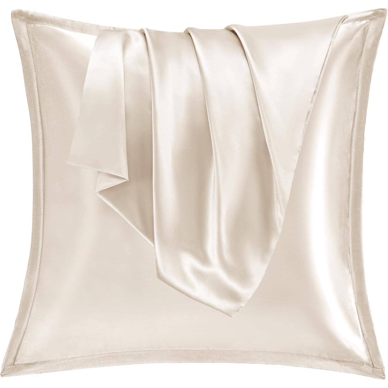 Kissenbezug Satin Seidenkissenbezug 2er Set Zip 60x60cm Beige Ercu